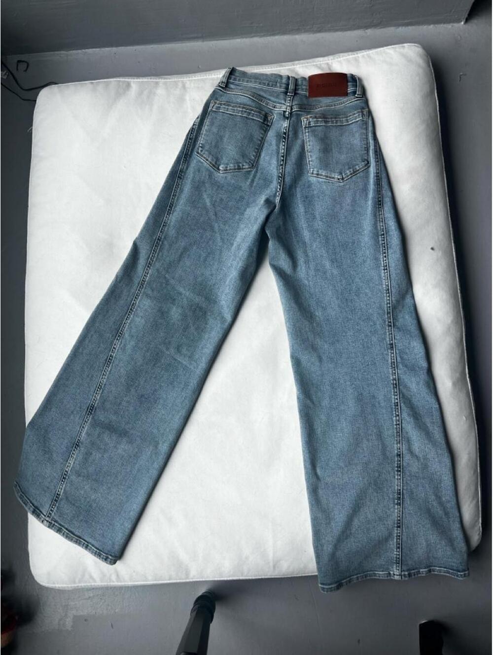 -REISS BLUE BAGGY WIDE LEG JEANS